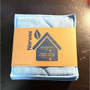 Norwex Enviroscrub Dual-Sided Cloths 6.3x6.3 In. Set of 3, Light Blue, New